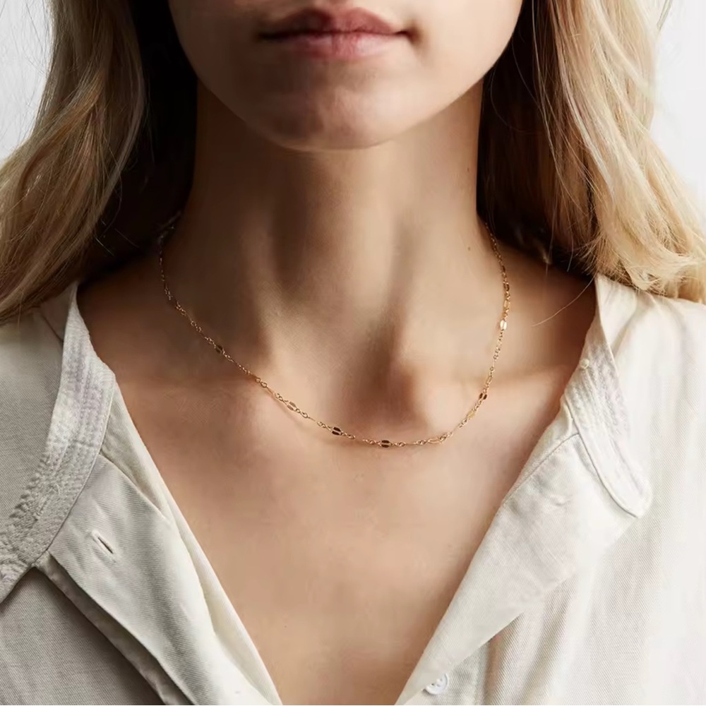 18K Real Gold Vaporized - minimalist thin fishlips gold chain